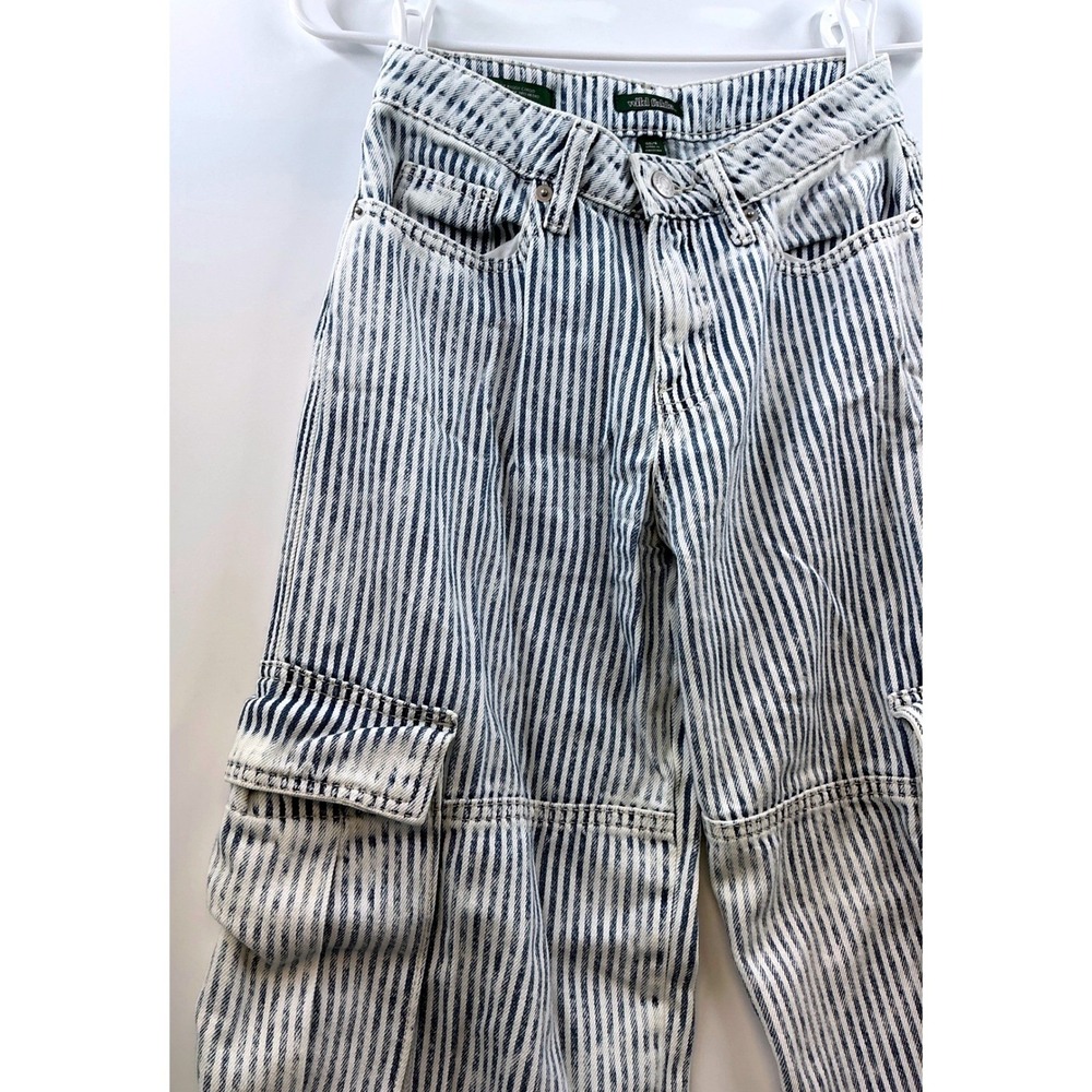 Wild Fable Striped Baggy Cargo Jeans Sz 00 Y2K Skater Utility Streetwear - Picture 5 of 13
